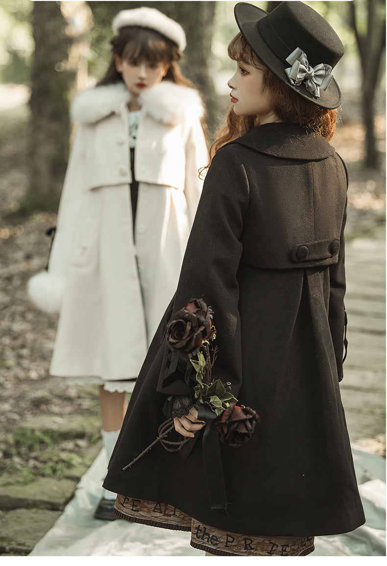 [Outlet] Snow Romance Ribbon Sweet Coat, Ready to Ship, Off White, M Size