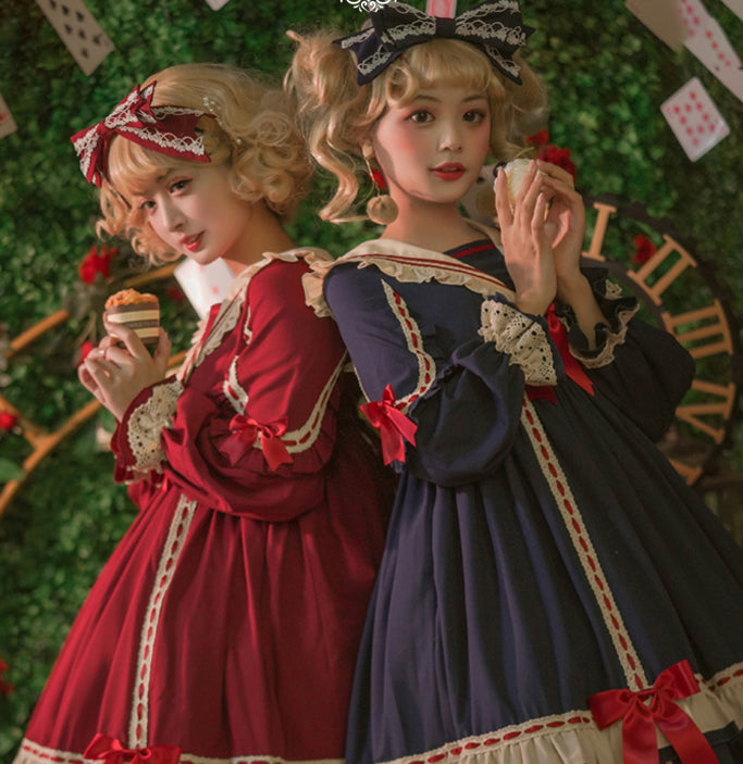 Fairyland Sailor Ribbon Long Sleeve Lolita Dress