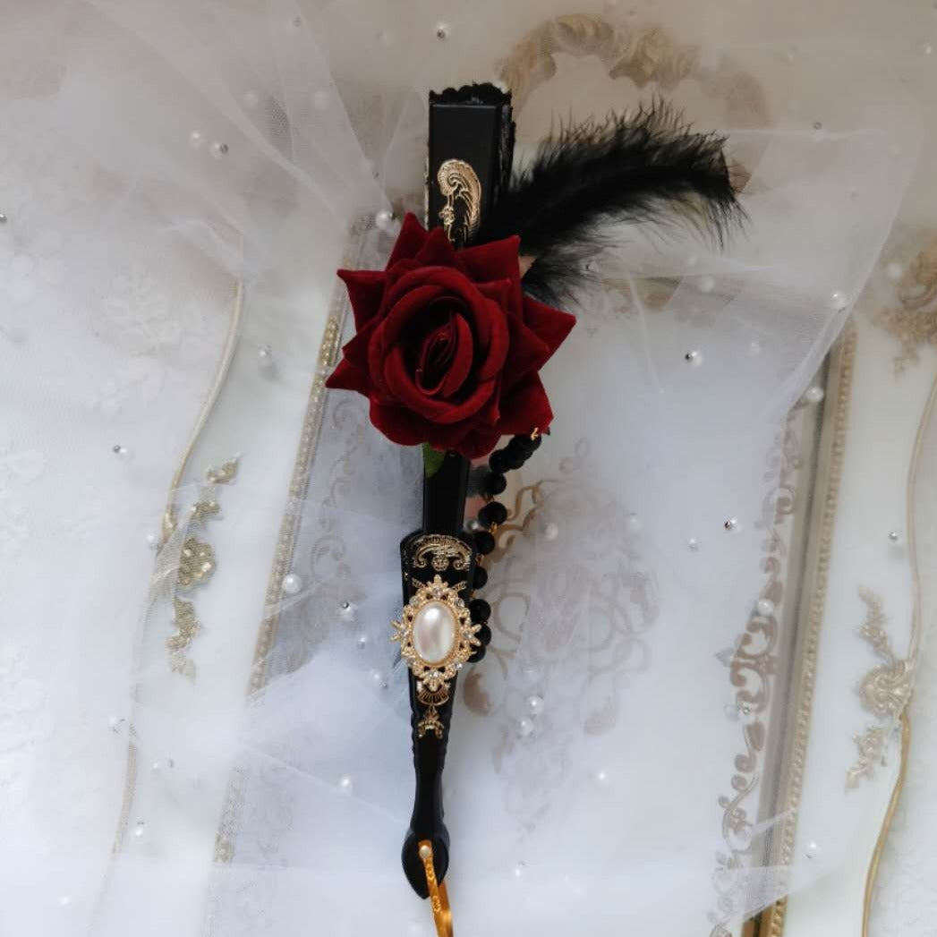 Gothic Lolita Rose Elegant Fan All 2 colors