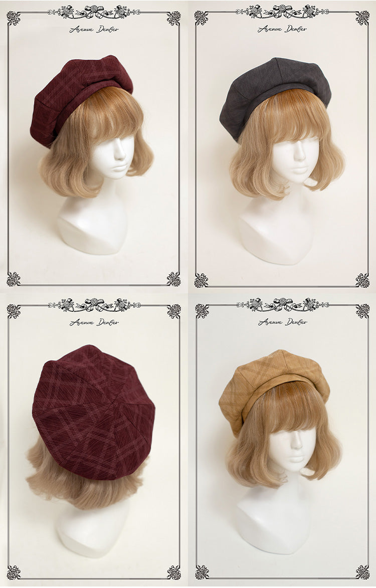 [Simultaneous purchase only] Classic checkered hat and ribbon