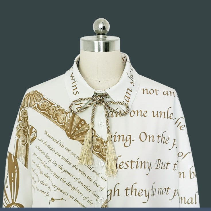 Prince Lolita Print String Tie Blouse