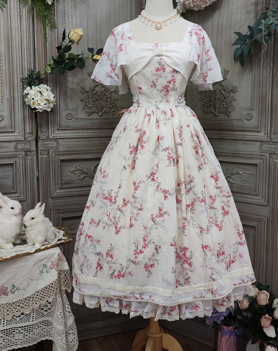 【予約販売】花海棠のフロントリボンクラシカルワンピース