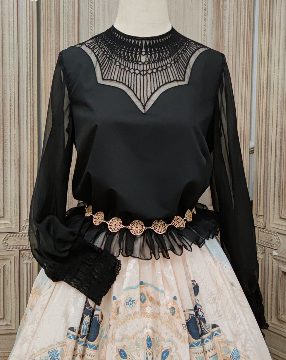 【予約販売】Twilight エジプト風ロリィタ シアー刺繍ブラウス