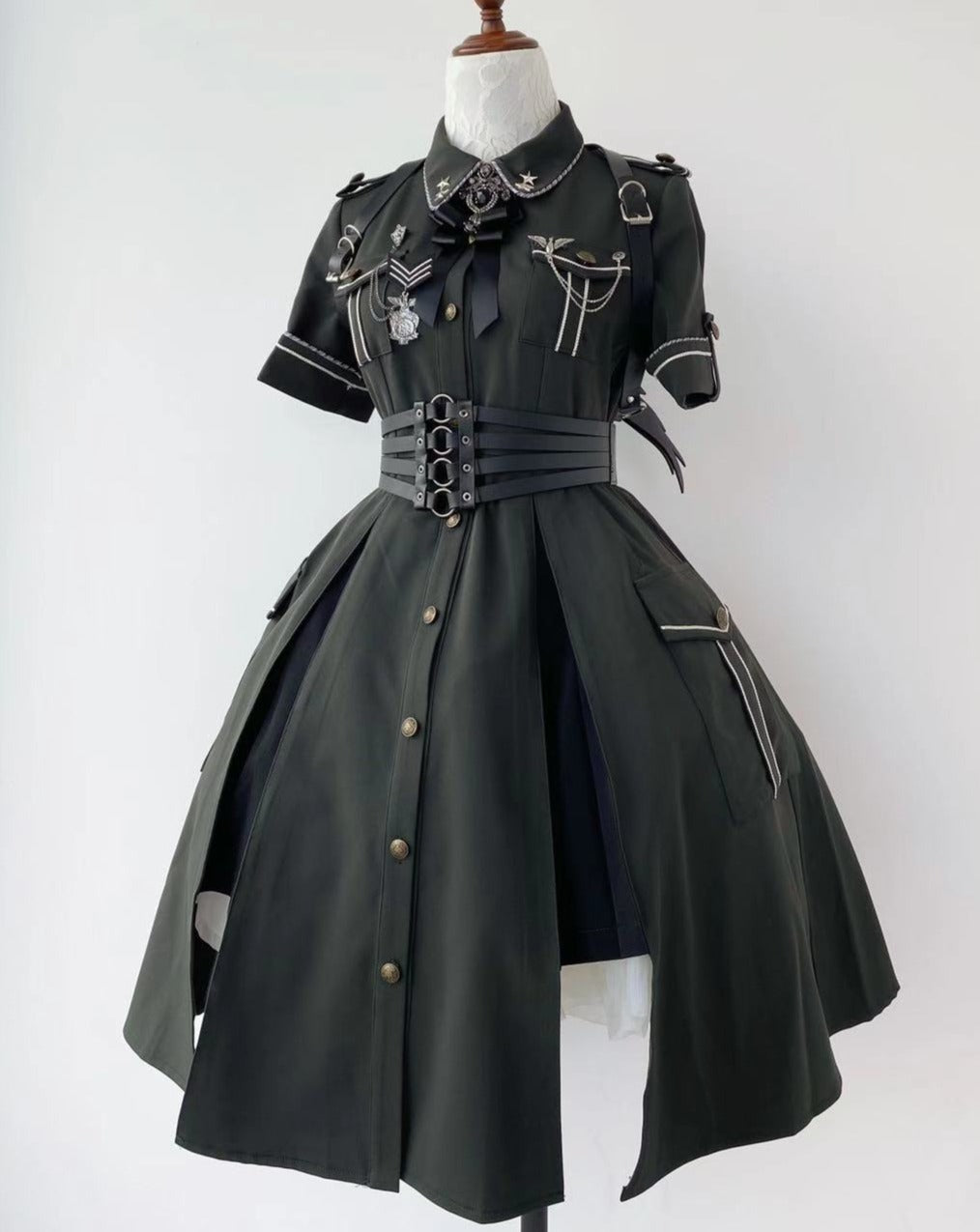 [Pre-order] Military Lolita Dark Gothic Short Sleeve Dress