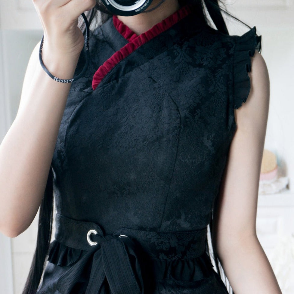 Nine-Tailed Fox Flower Lolita Jumper Skirt with Cloak and Hair Accessory