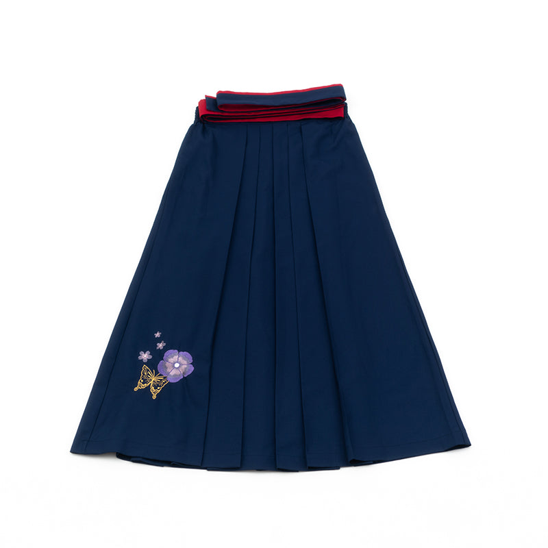 Camellia flower embroidery and butterfly hakama skirt