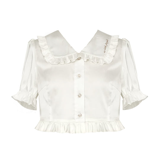 Satin retro lolita short blouse