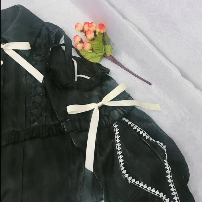 shoulder open ribbon blouse