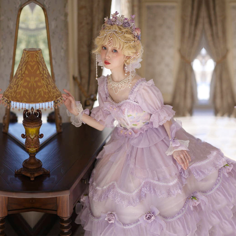[Pre-order] Chiffon purple princess dress and flower tiara