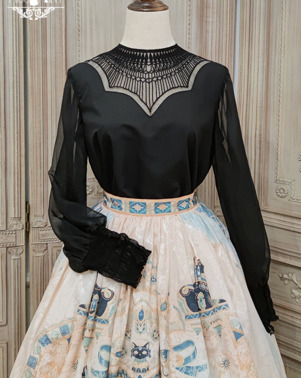 [Pre-order] Twilight Egyptian Lolita Sheer Embroidered Blouse