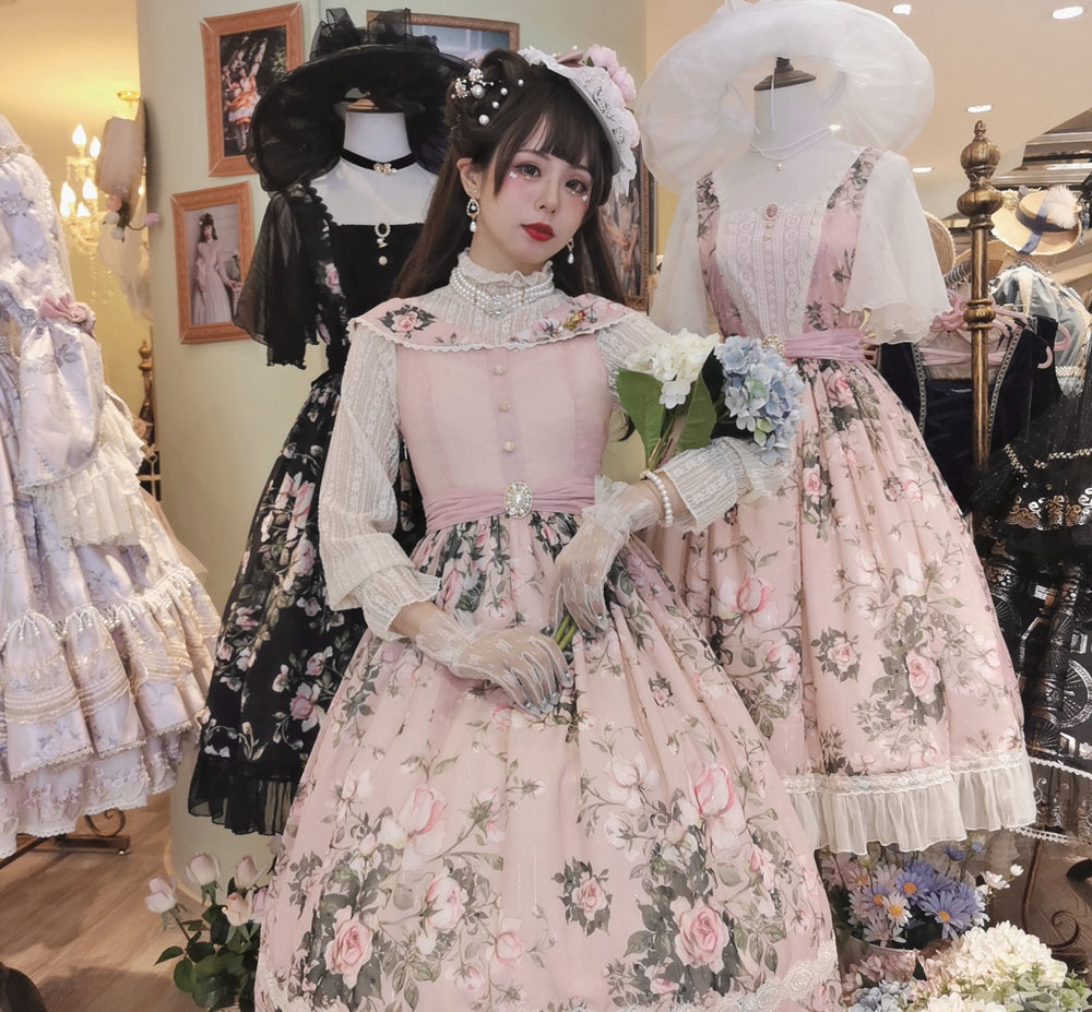 [Pre-order] Rose Garden 2-way design neck classic lolita jumper skirt