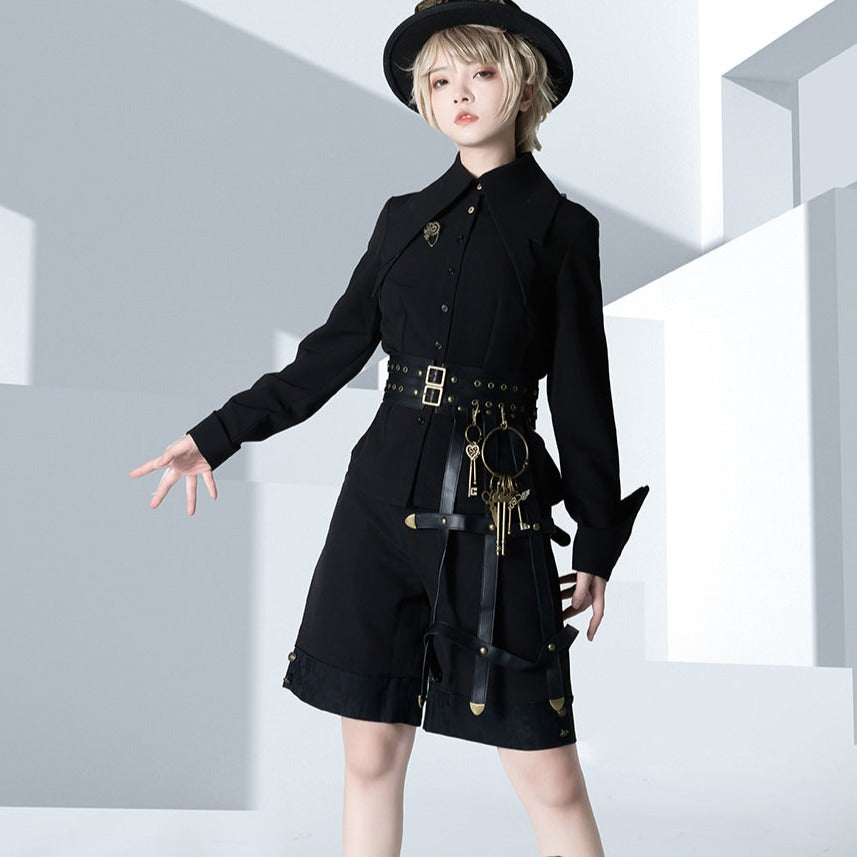 Prince Lolita Pointed Collar Black Blouse