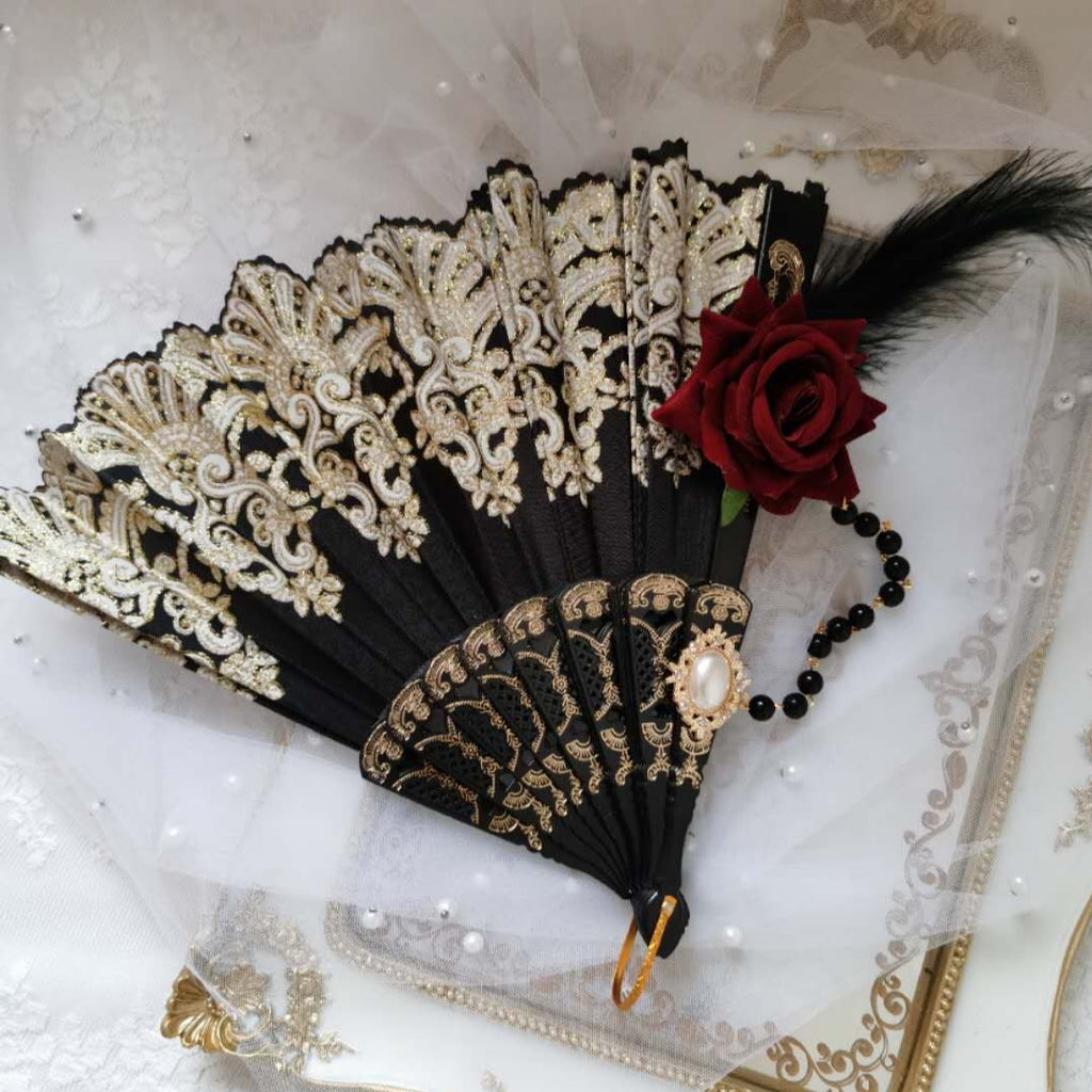Gothic Lolita Rose Elegant Fan All 2 colors