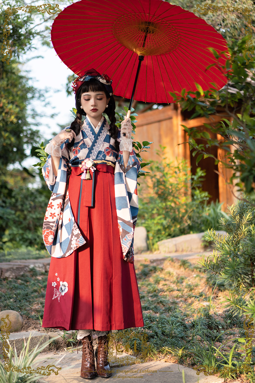 Japanese-style print and lace kimono-style tops [20% off when purchased together]