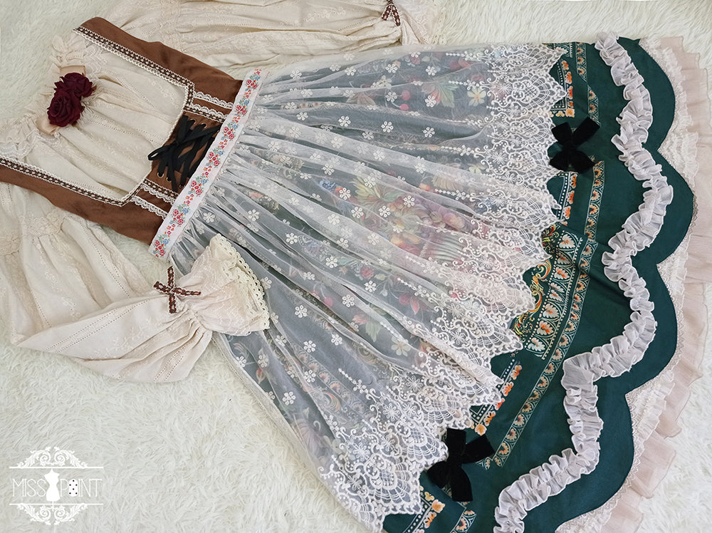 [Pre-order] Bavarian Girl Country-style Jumper Skirt [Long Type]