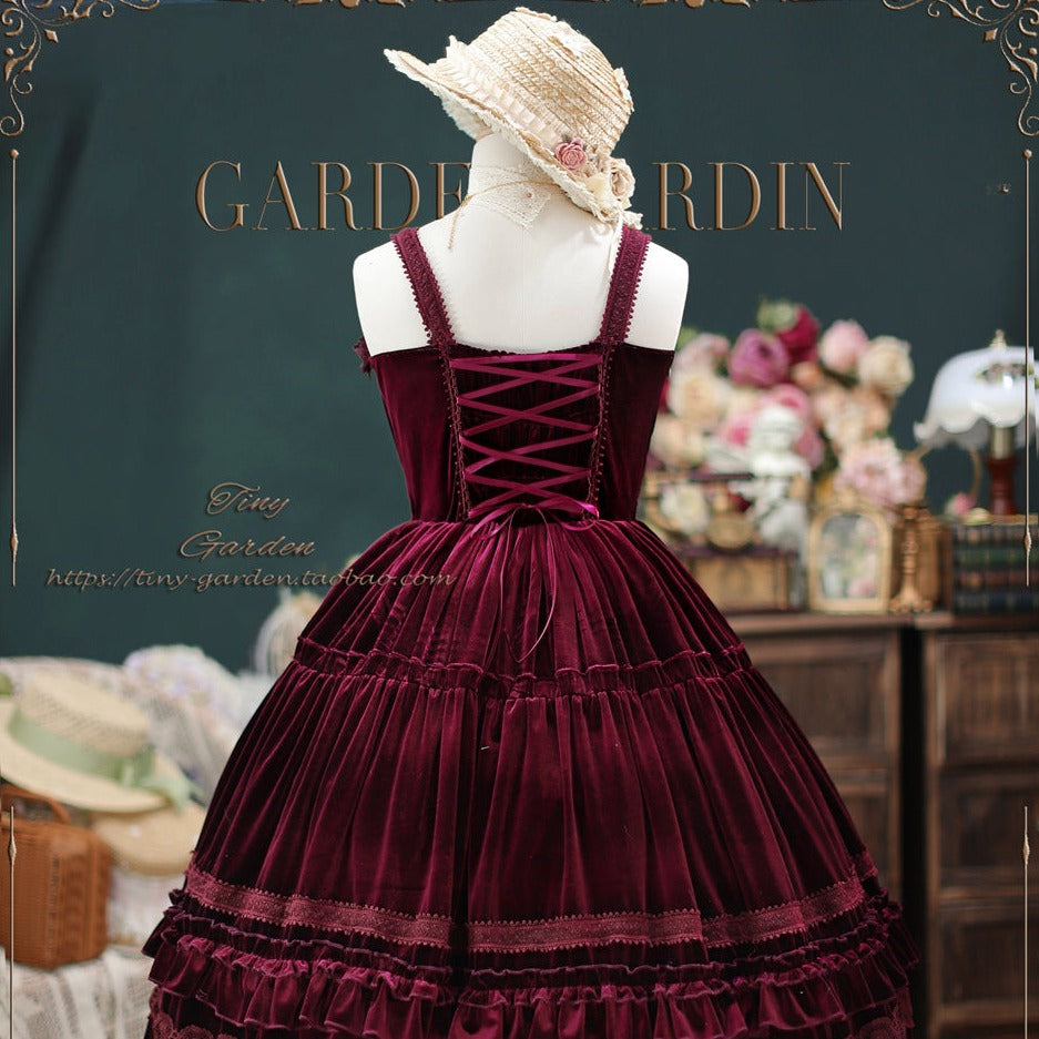 [Pre-order] Dream Bouquet Velvet Jumper Skirt Short Length