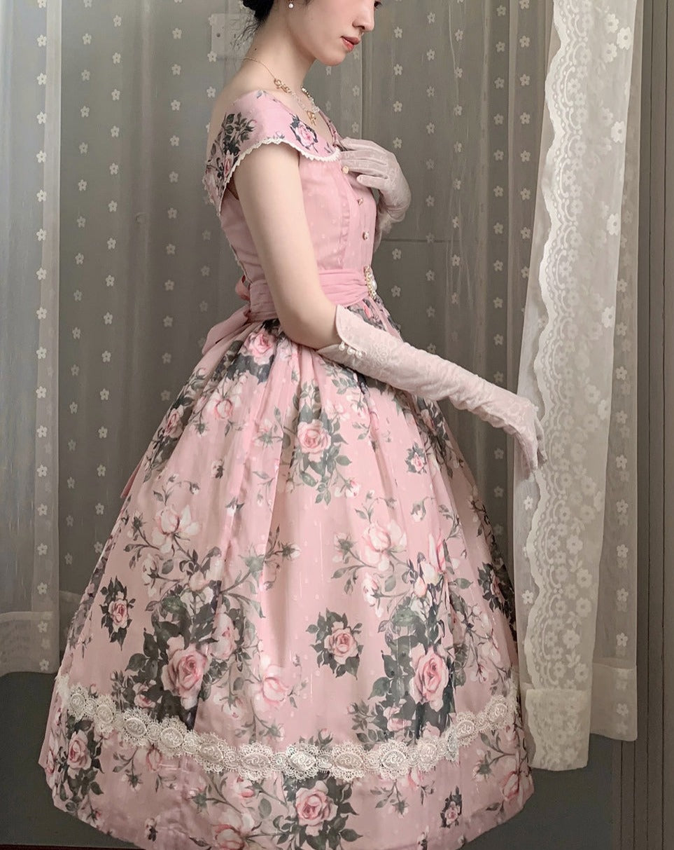 [Pre-order] Rose Garden 2-way design neck classic lolita jumper skirt