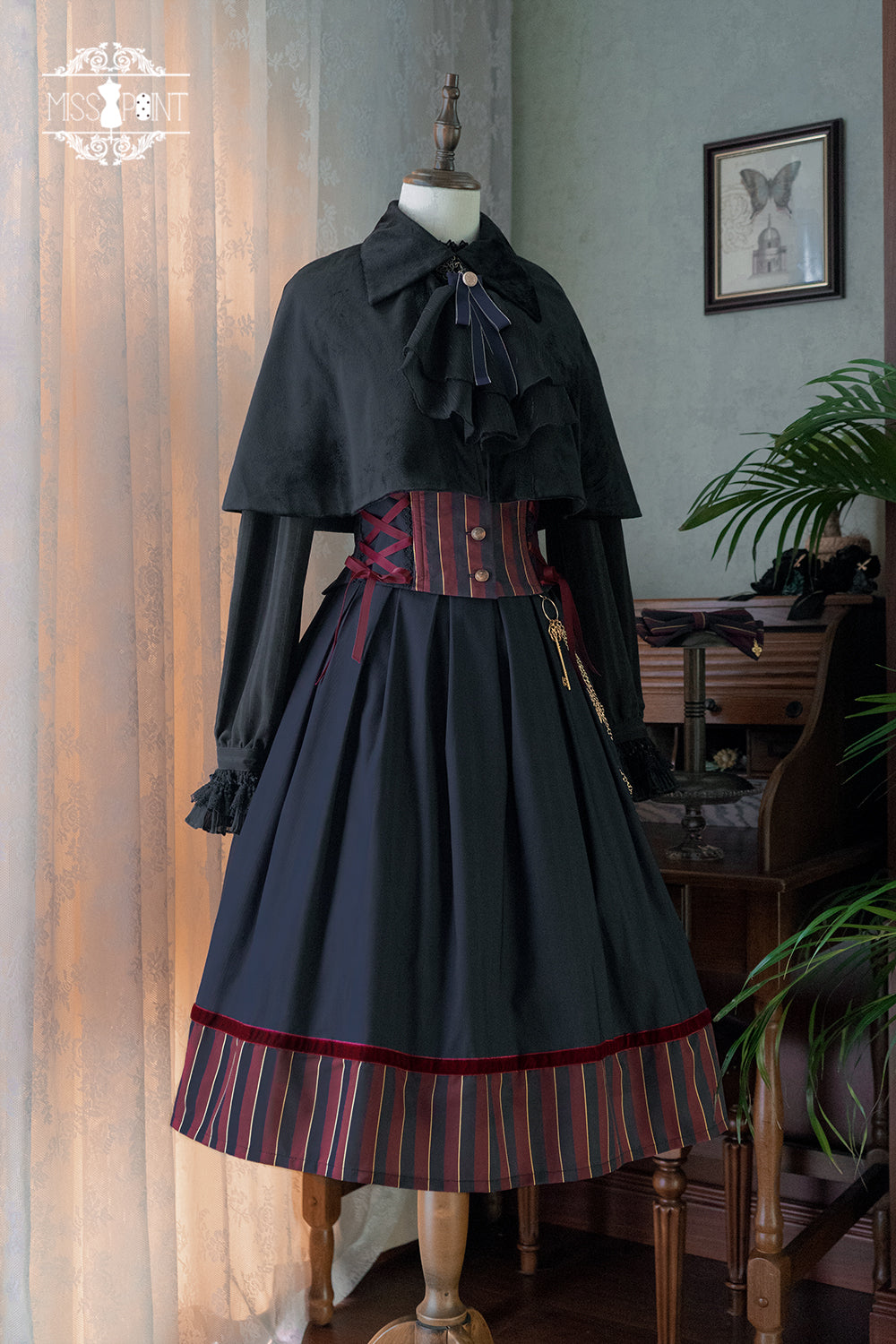 Gothic Lolita vertical striped skirt and vest of the feudal lord