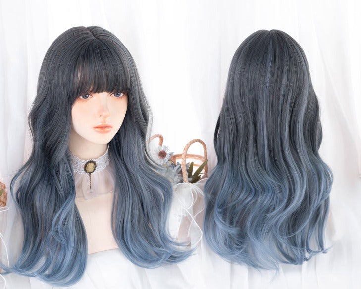 Lolita Wig Blue Gradation Loose Fluffy Curly Long