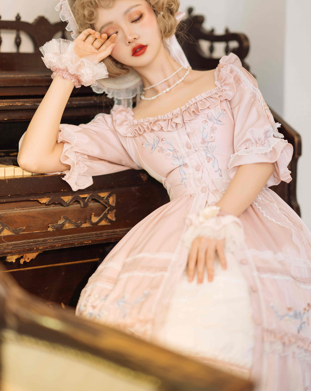 Rose embroidery garden princess dress full set