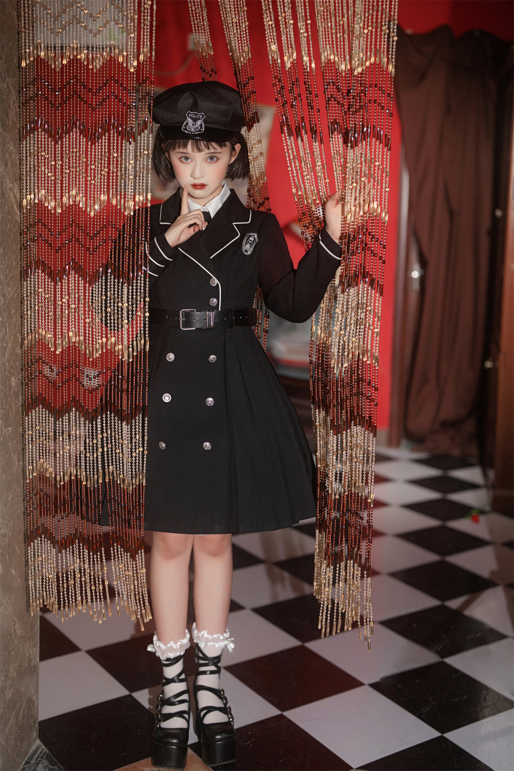 ミリタリーロリィタ 制服風メタルボタンワンピース