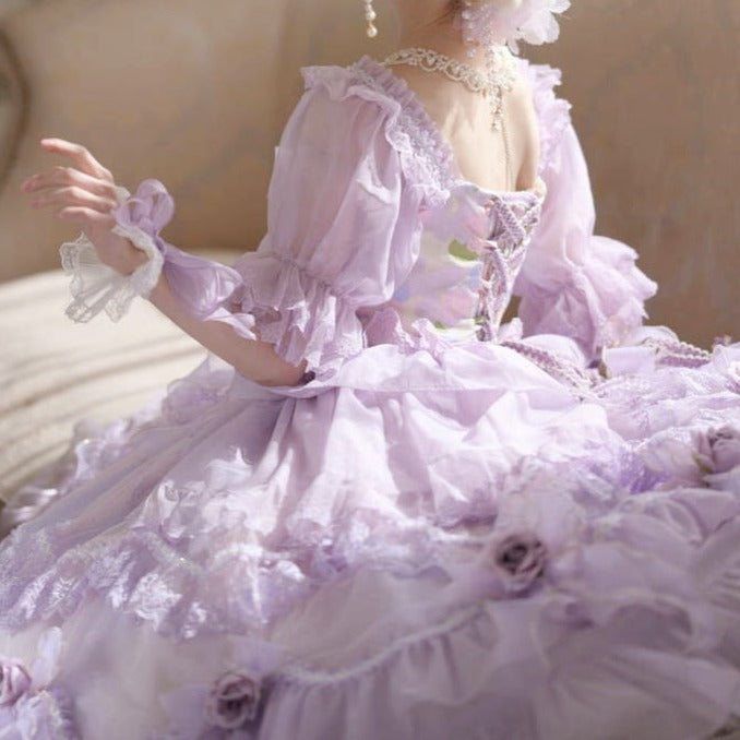 [Pre-order] Chiffon purple princess dress and flower tiara