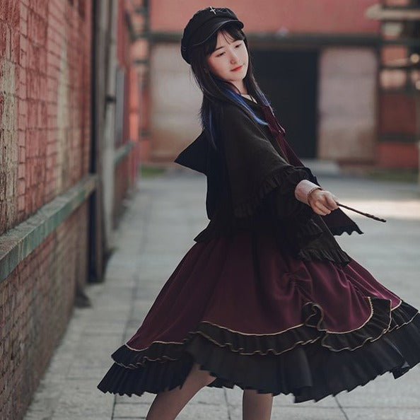 Apprentice Wizard Layered dress and cloak