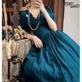 Classical V-neck dress with corset