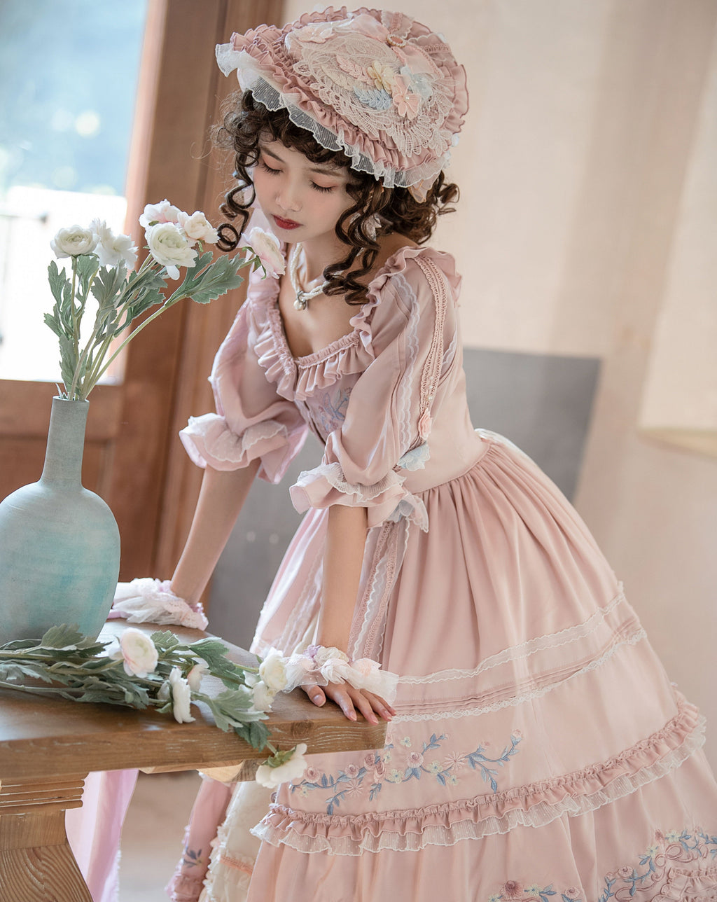 Rose embroidery garden princess dress full set