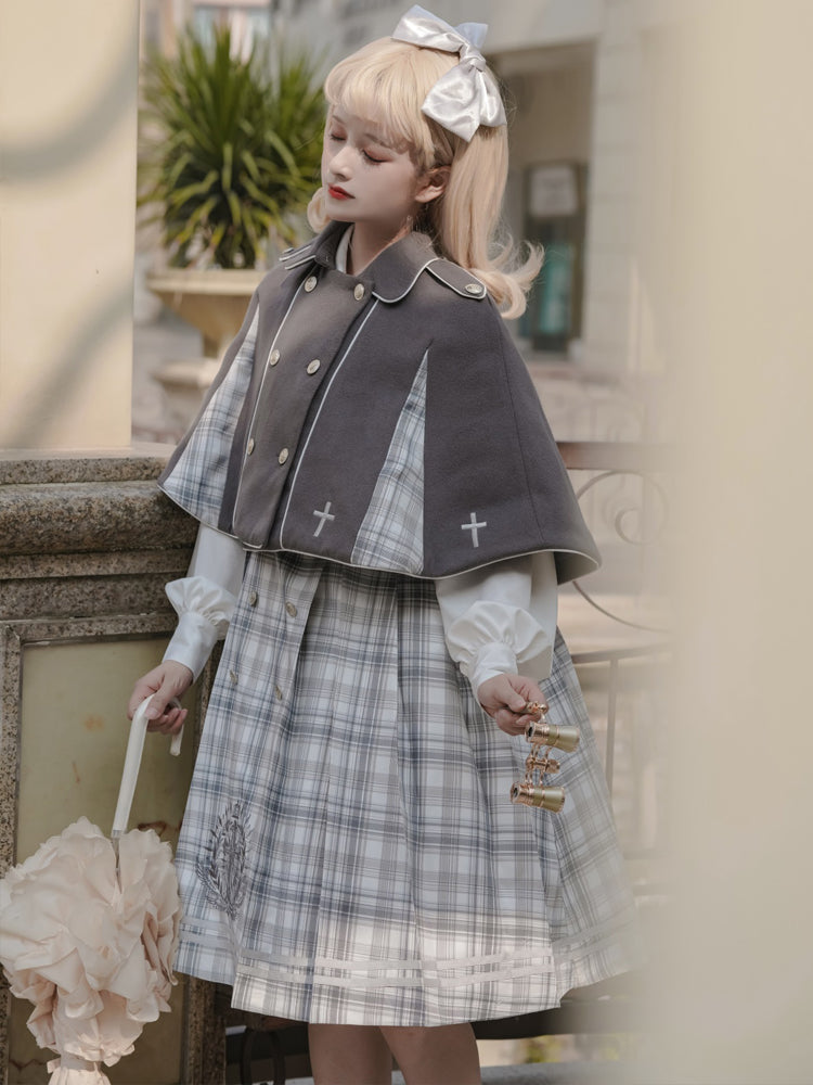British college layered dress and cloak