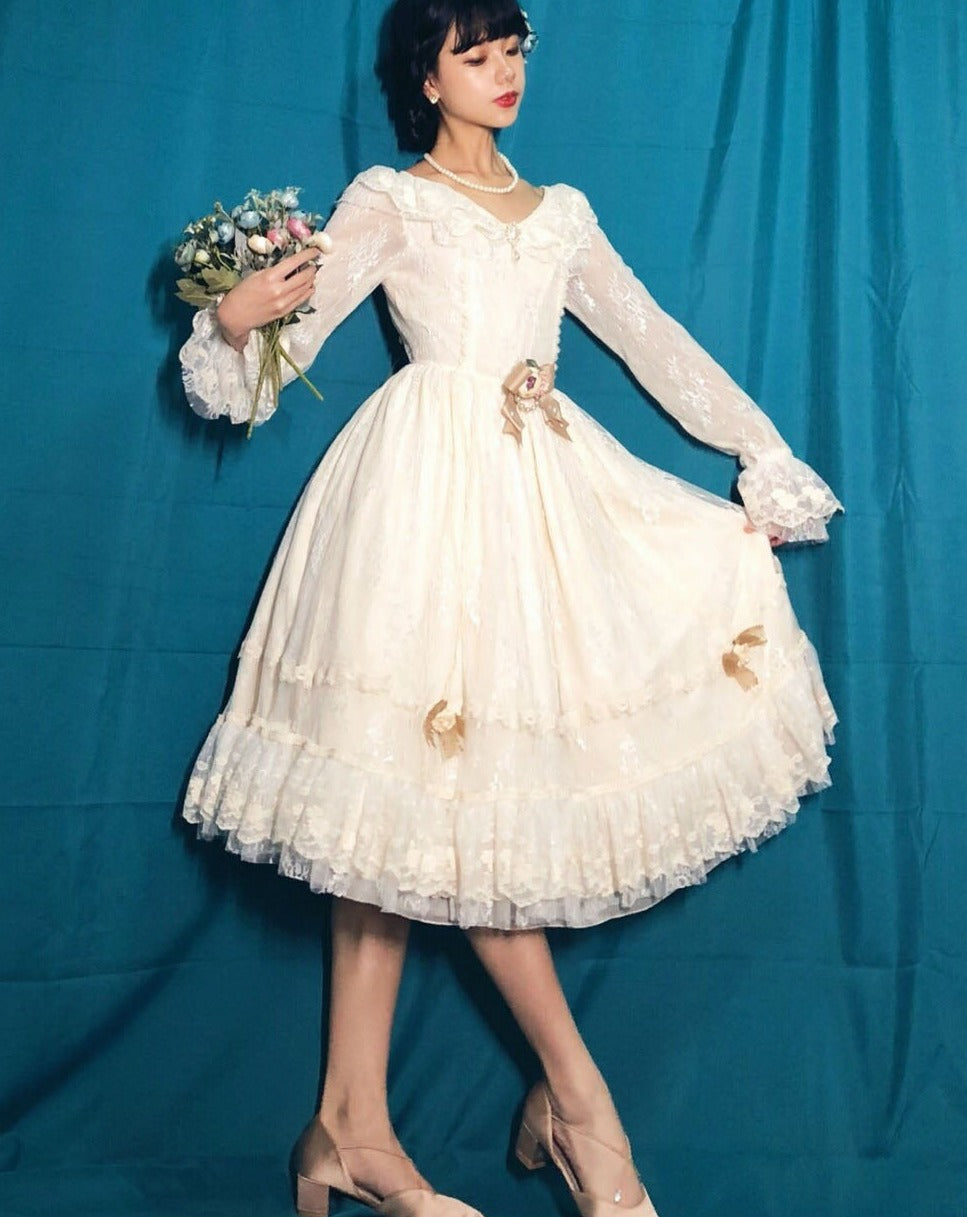 [Pre-order] Morning Mist Sweet Elegant Lace Dress