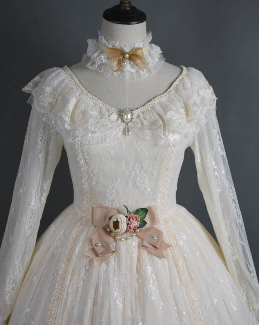 [Pre-order] Morning Mist Sweet Elegant Lace Dress