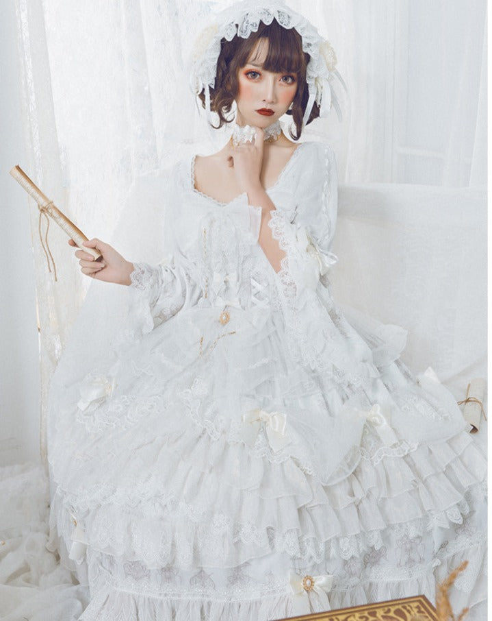 Day and Night Lace and Frill Bride Lolita Dress Full Set