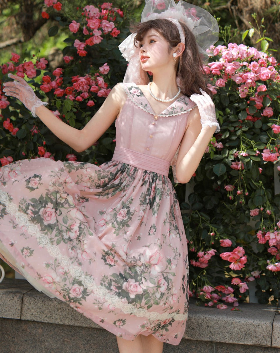 [Pre-order] Rose Garden 2-way design neck classic lolita jumper skirt
