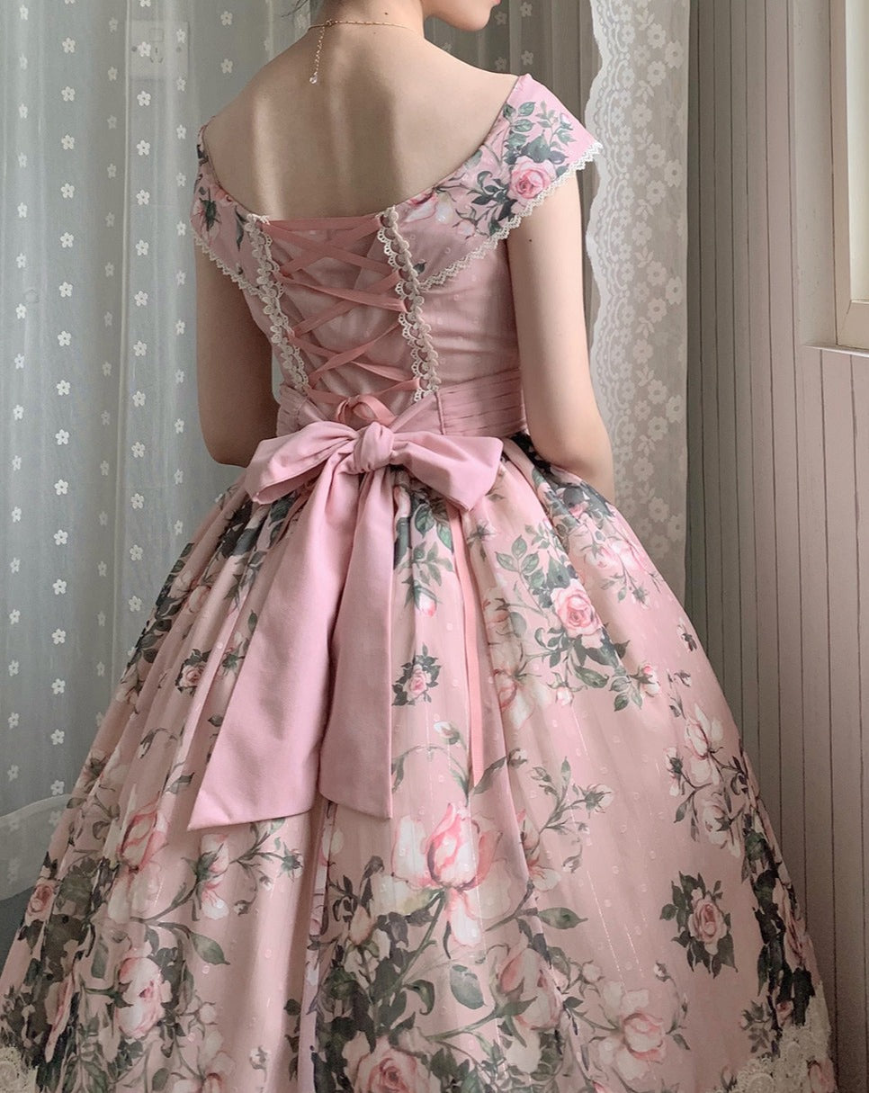 [Pre-order] Rose Garden 2-way design neck classic lolita jumper skirt
