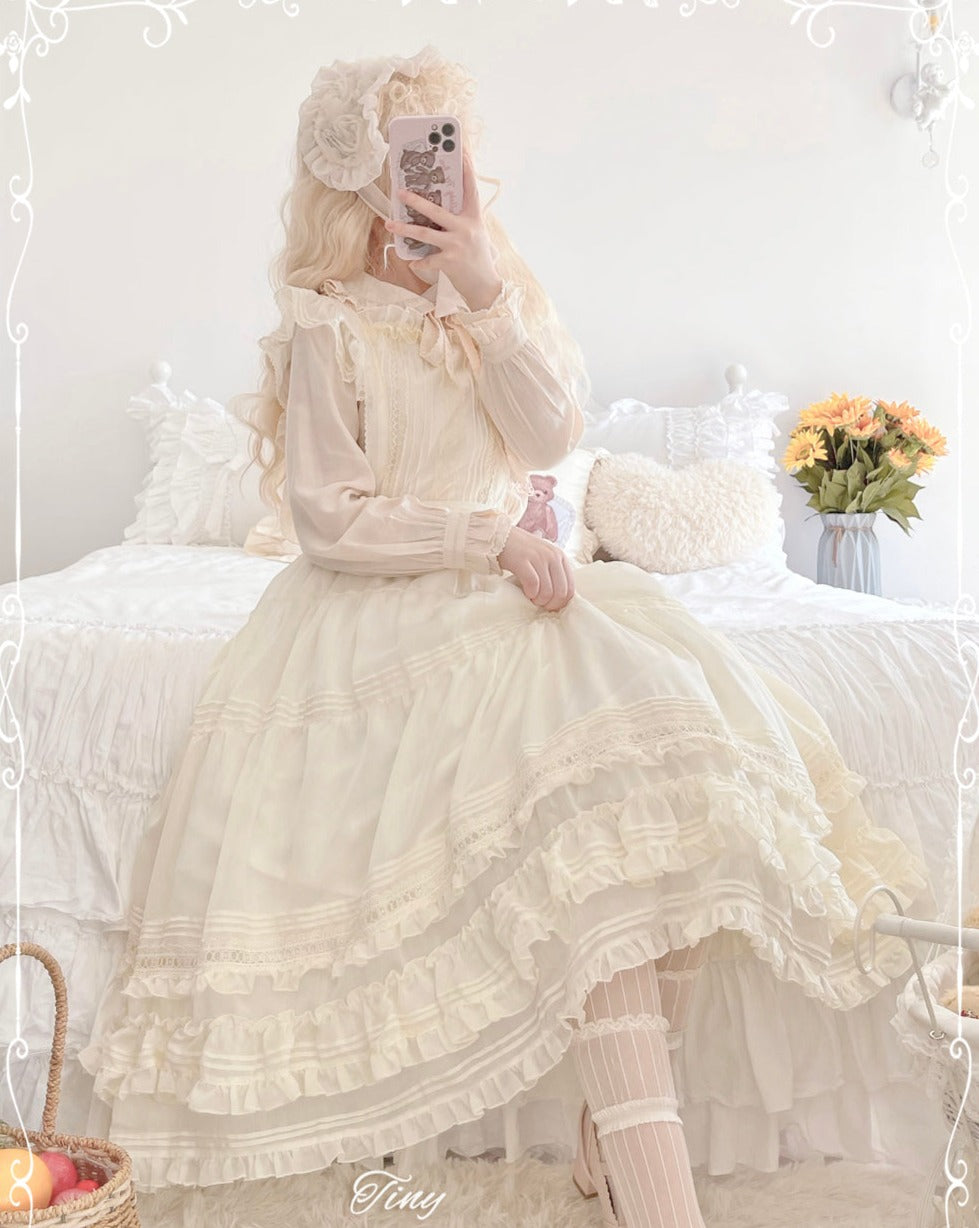 [Outlet] French girly 2way apron skirt [with flared sleeves]