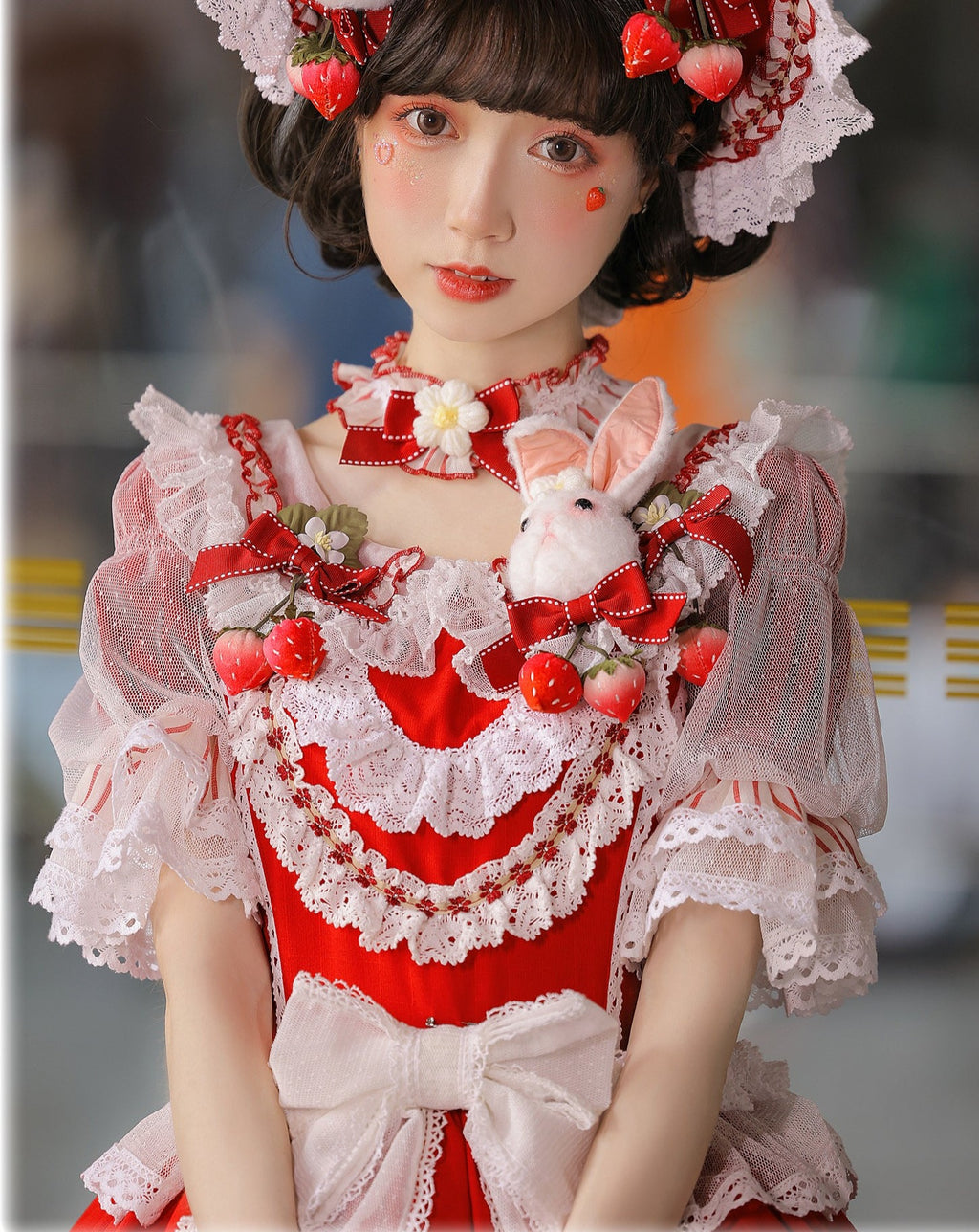 Strawberry princess dress with ruffles and ribbons in 4 colors