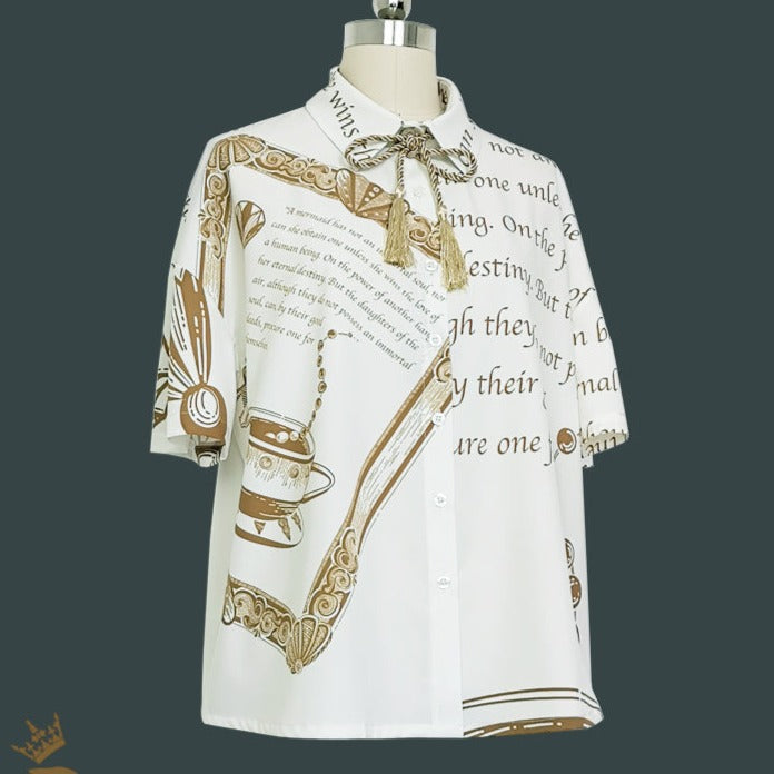 Prince Lolita Print String Tie Blouse