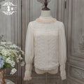 [Pre-order] Lily of the Valley Flower Embroidered High Neck Frill Blouse [20% off when purchased together]