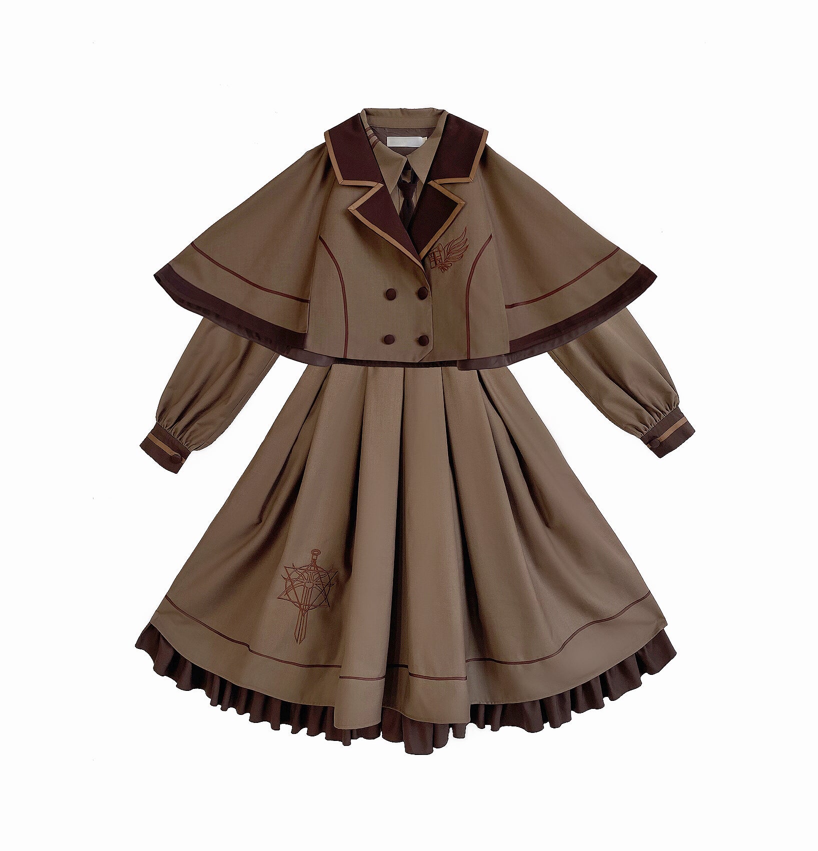 School style classical elegant long dress &amp; cloak