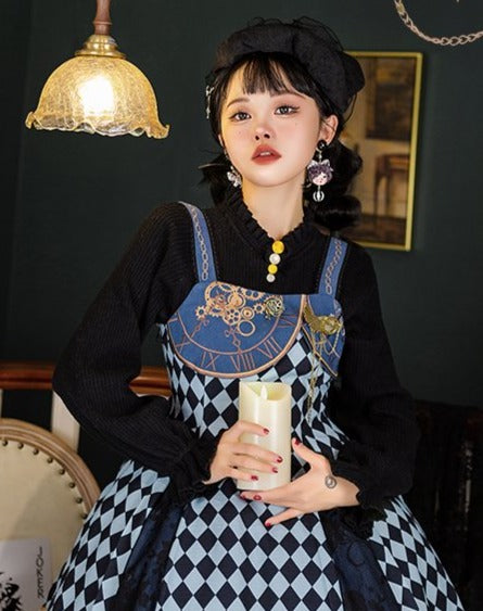 不思議の国のアリス風 ひし形模様のジャンパースカート