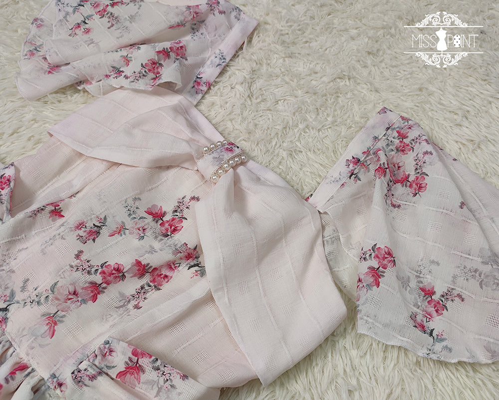 【予約販売】花海棠のフロントリボンクラシカルワンピース