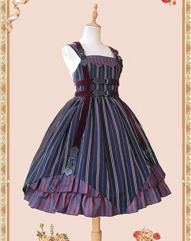 Punk Lolita British Striped Jumper Skirt