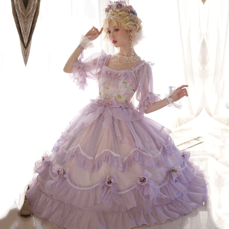 [Pre-order] Chiffon purple princess dress and flower tiara