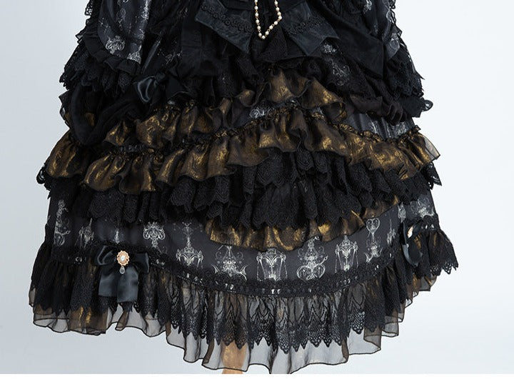 Day and Night Lace and Frill Bride Lolita Dress Full Set
