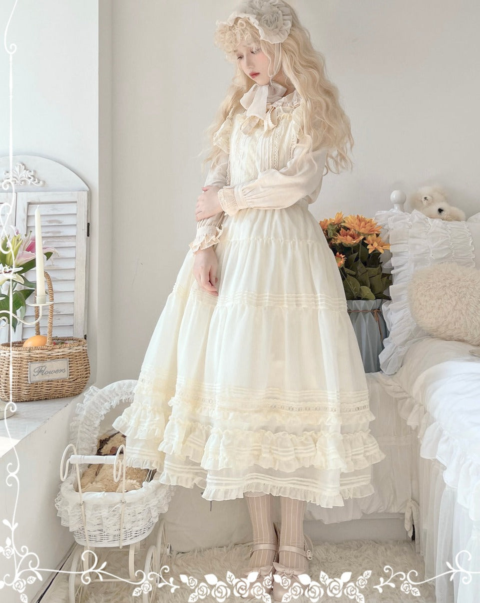 [Outlet] French girly 2way apron skirt [with flared sleeves]