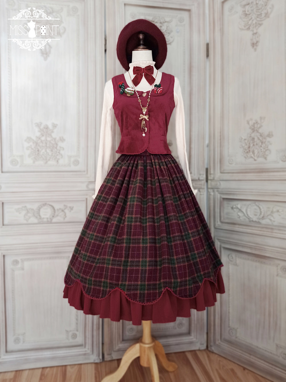 【予約販売】格子柄のクラシカルレイヤードスカート