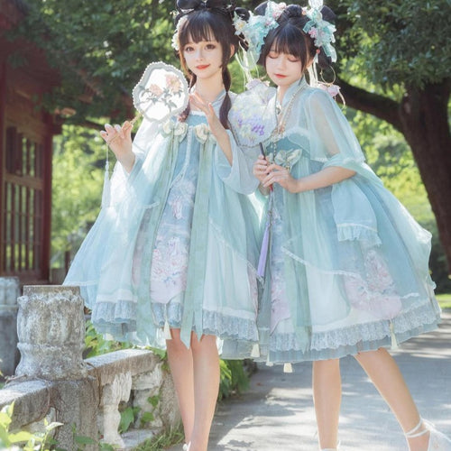 Camellia Poetry Flower Lolita Jumper Skirt・Full Set