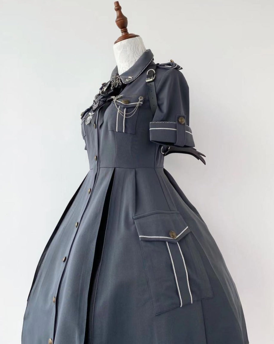 [Pre-order] Military Lolita Dark Gothic Short Sleeve Dress