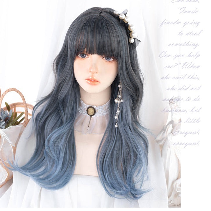 Lolita Wig Blue Gradation Loose Fluffy Curly Long